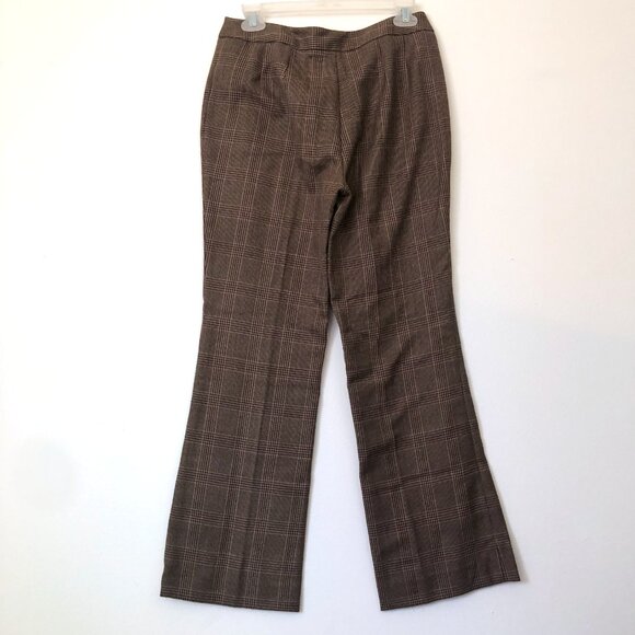 JONES NEW YORK JNY Tan Brown Burgundy Maroon Plaid WOOL Blend Dress Pants PETITE - Picture 8 of 10